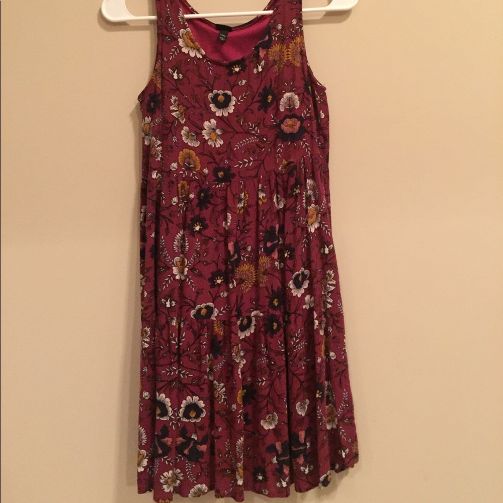maroon floral dress